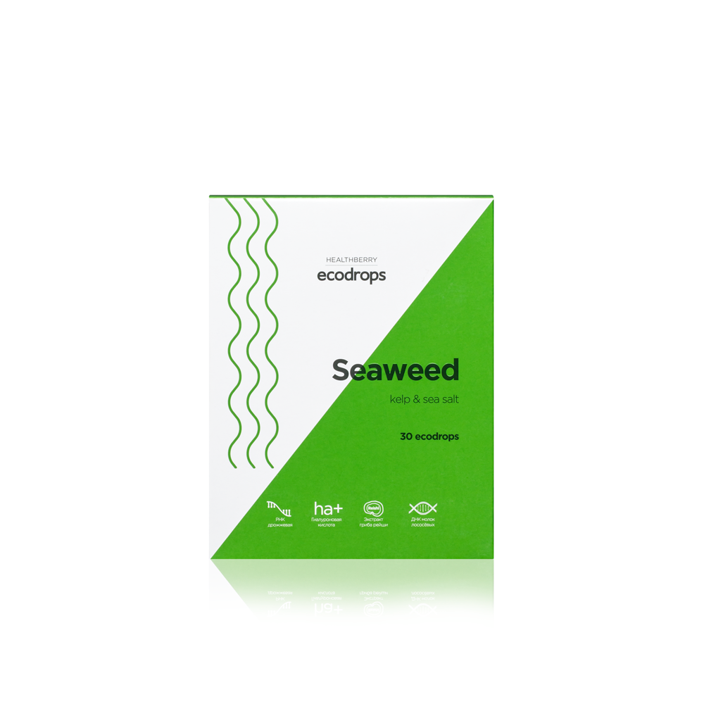 Леденцы для здоровья и молодости организма Healthberry Ecodrops Seaweed, 30 шт.