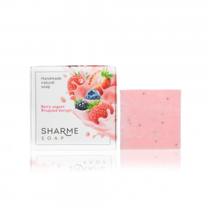 Натуральное твёрдое мыло ручной работы с ароматом ягодного йогурта SHARME SOAP, 80 г.