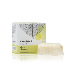 Изображение галереи: Натуральный твёрдый шампунь Sharme Hair Citrus с ароматом цитруса для жирных волос, 50 г.