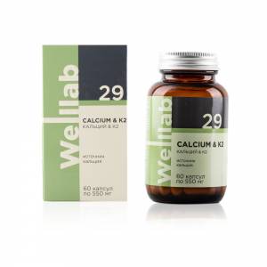 Изображение галереи: БАД с кальцием для взрослых и детей с 3 лет Welllab Calcium & K2, 60 капсул