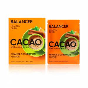 Какао Balancer Cacao на кокосовом молоке со вкусом Апельсин и корица, 5 шт.