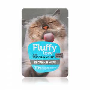 Влажный корм для кошек Fluffy Love Кусочки с кроликом в желе, 85 г
