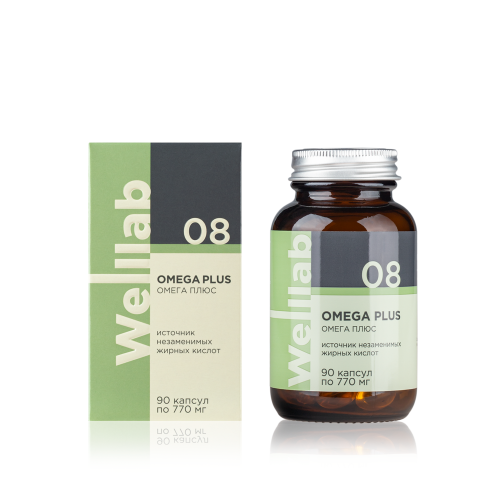 БАД с омега-3 жирными кислотами  Welllab OMEGA PLUS, 90 капсул